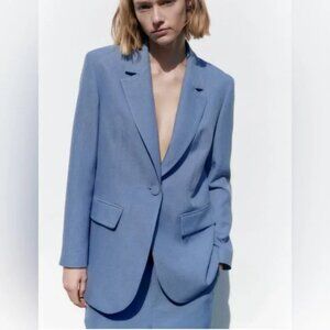 Zara Straight Cut Blue Blazer - Like New
